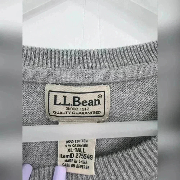 L.L.Bean Cashmere Cotton blend grey pullover sweater Size XL-Tall - Picture 2 of 3